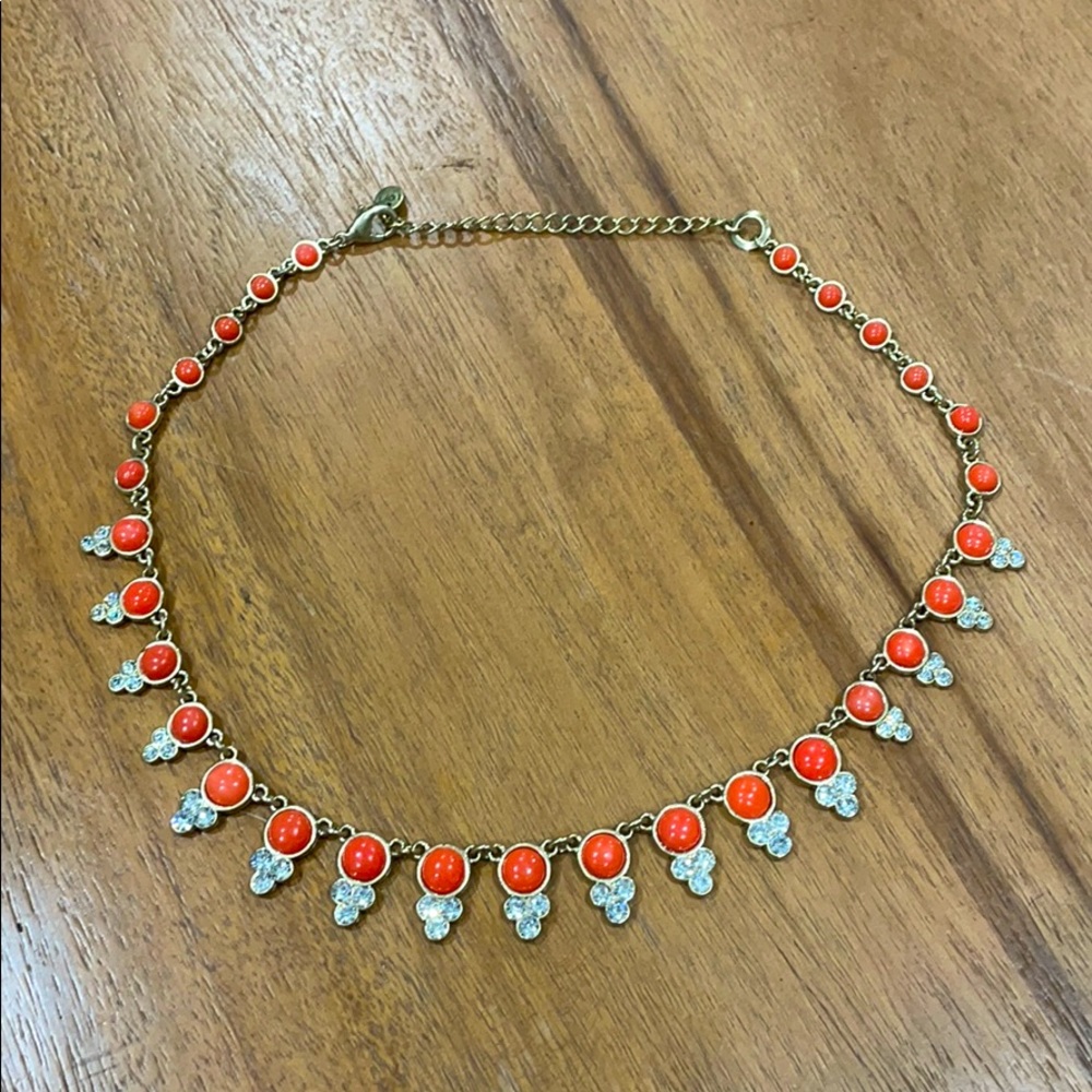LOFT coral and diamond necklace
